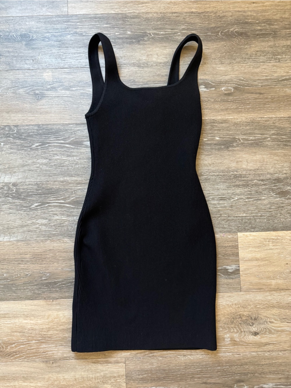 Aritzia Babaton Black Ribbed Knit mini dress sz M